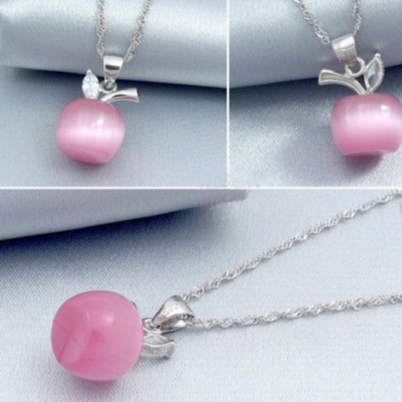 🎀925 Pink Opal Apple Pendant - Picture 4 of 6